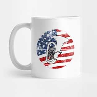 Tuba USA Flag Tubaist Brass Musician 4th July Mug